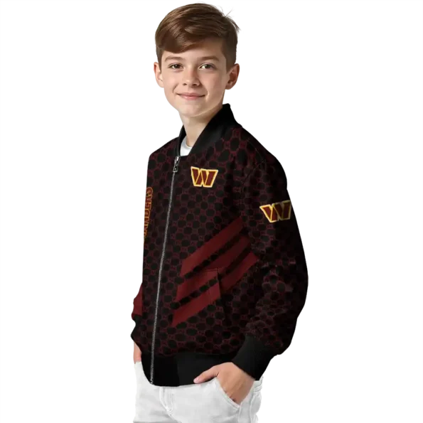 washington commanders triple side stripes burgundy black bomber jacket trendy