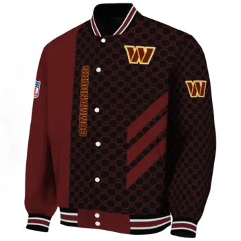washington commanders triple side stripes burgundy black varsity jacket best selling