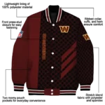 washington commanders triple side stripes burgundy black varsity jacket best selling